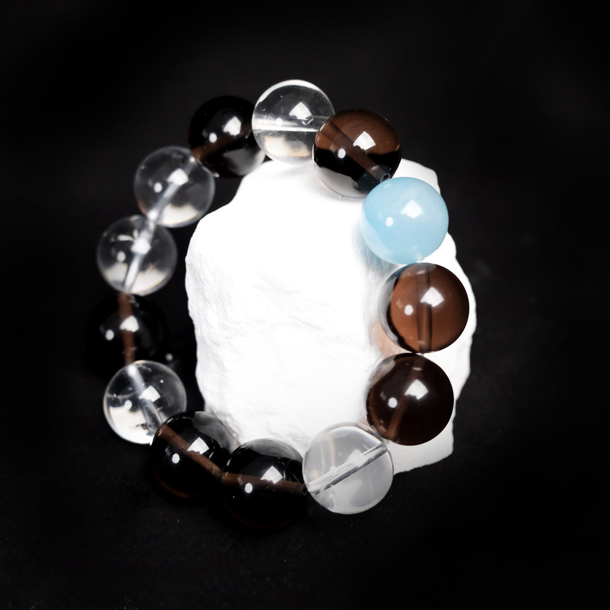 16MM Grounding & Clarity Bracelet – Black Obsidian with Clear Quartz