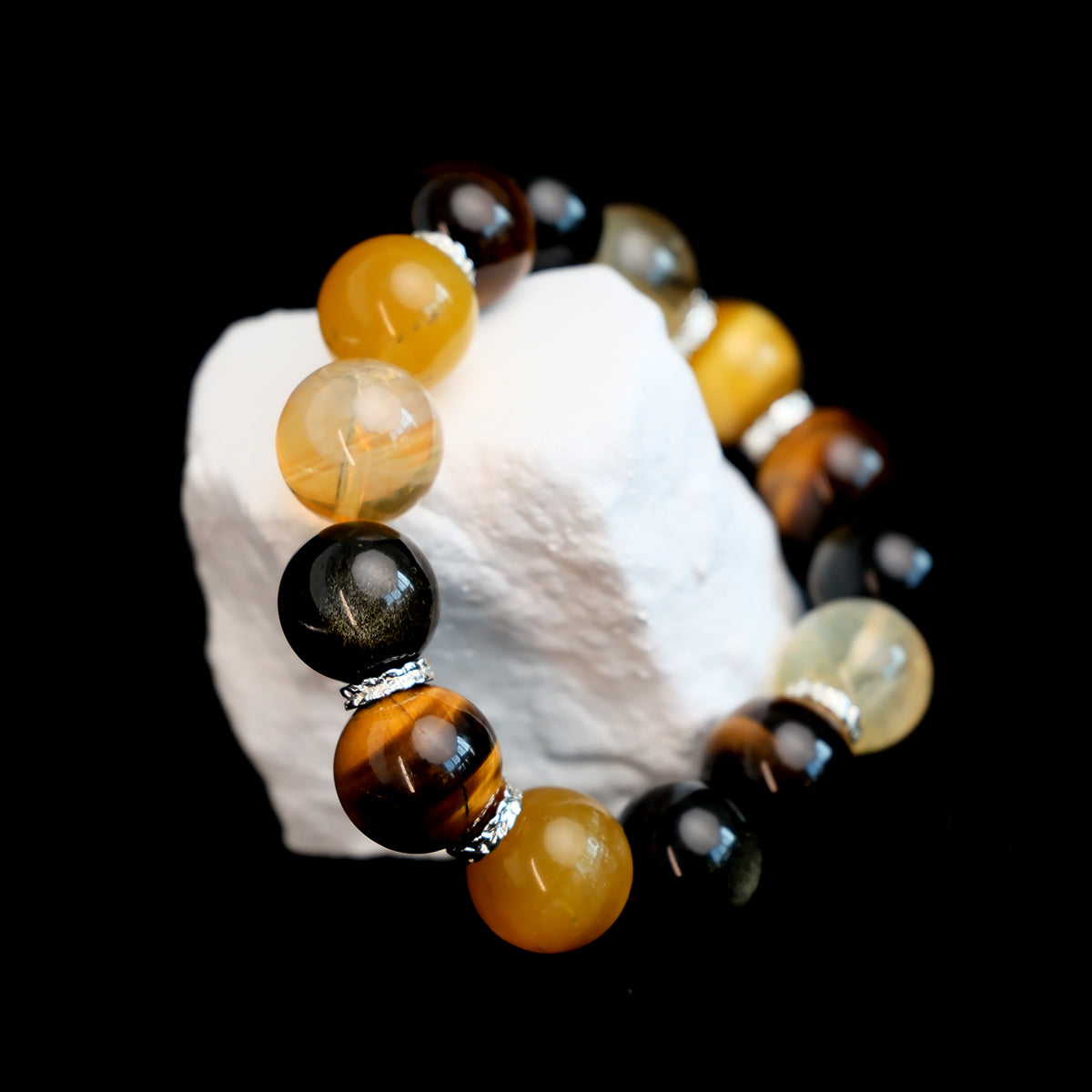 14mm Citrine & Golden Obsidian Grounding Bracelet – Wealth + Protection Combo
