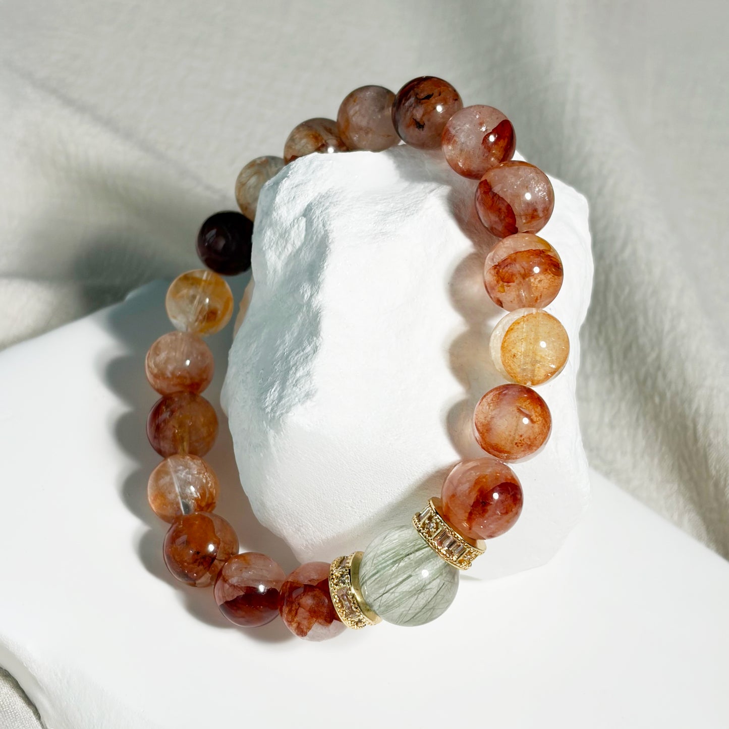 red phantom quartz crystal bracelet,the stone of growth & manifestation