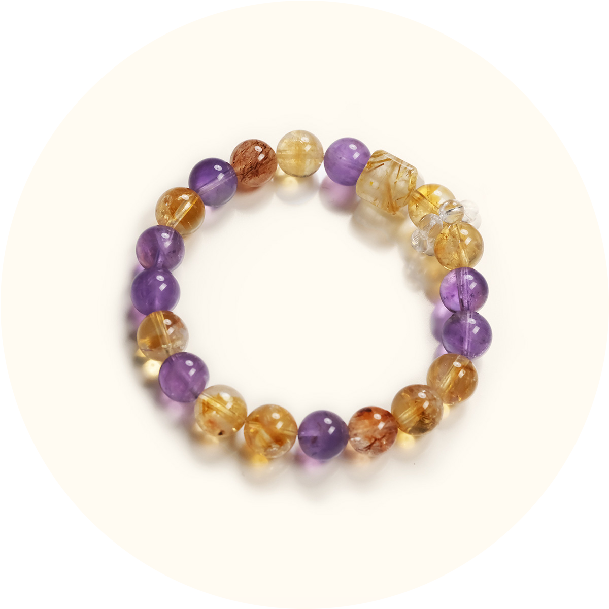 Premium Citrine+Amethyst Bracelet – High-Clarity Golden Crystal