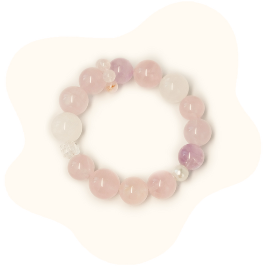 rose quartz clear quartz crystal bracelet
