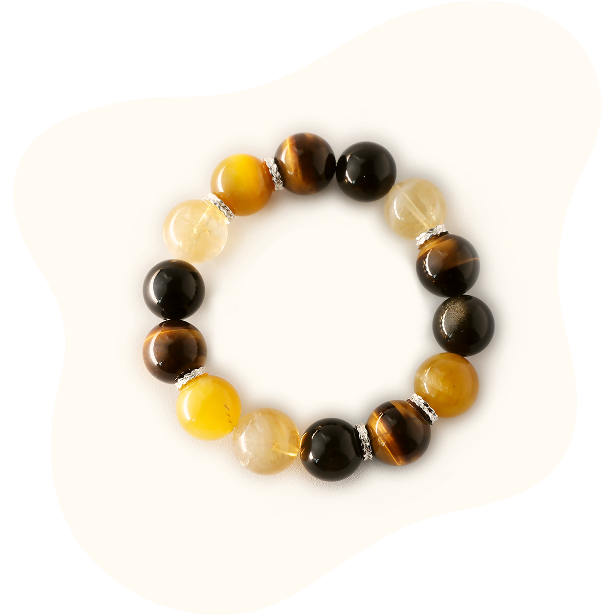 14mm Citrine & Golden Obsidian Grounding Bracelet – Wealth + Protection Combo