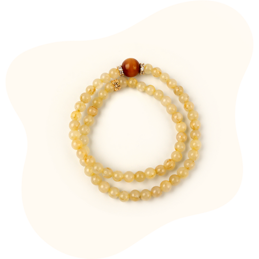 6mm double ring Citrine Crystal Bead Bracelet – Happiness, Luck & Abundance Booster