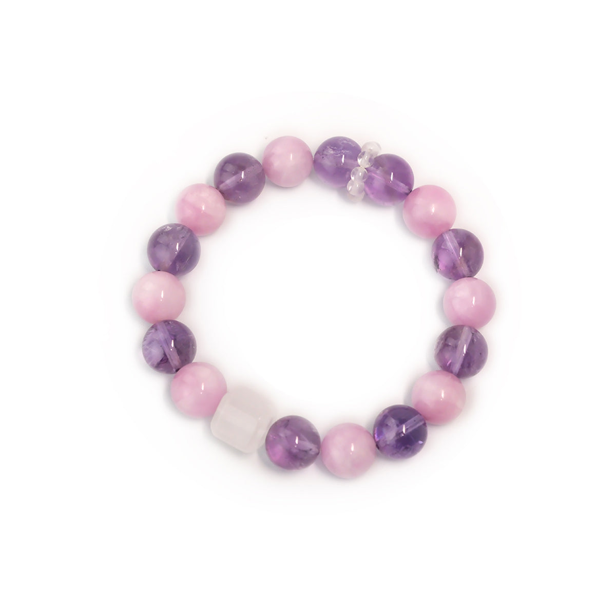 12mm Amethyst & Rose Quartz Harmony Bracelet – Love + Healing Energy