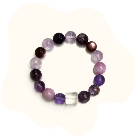 Natural Amethyst Beaded Bracelet – Stress Relief & Calm Energy