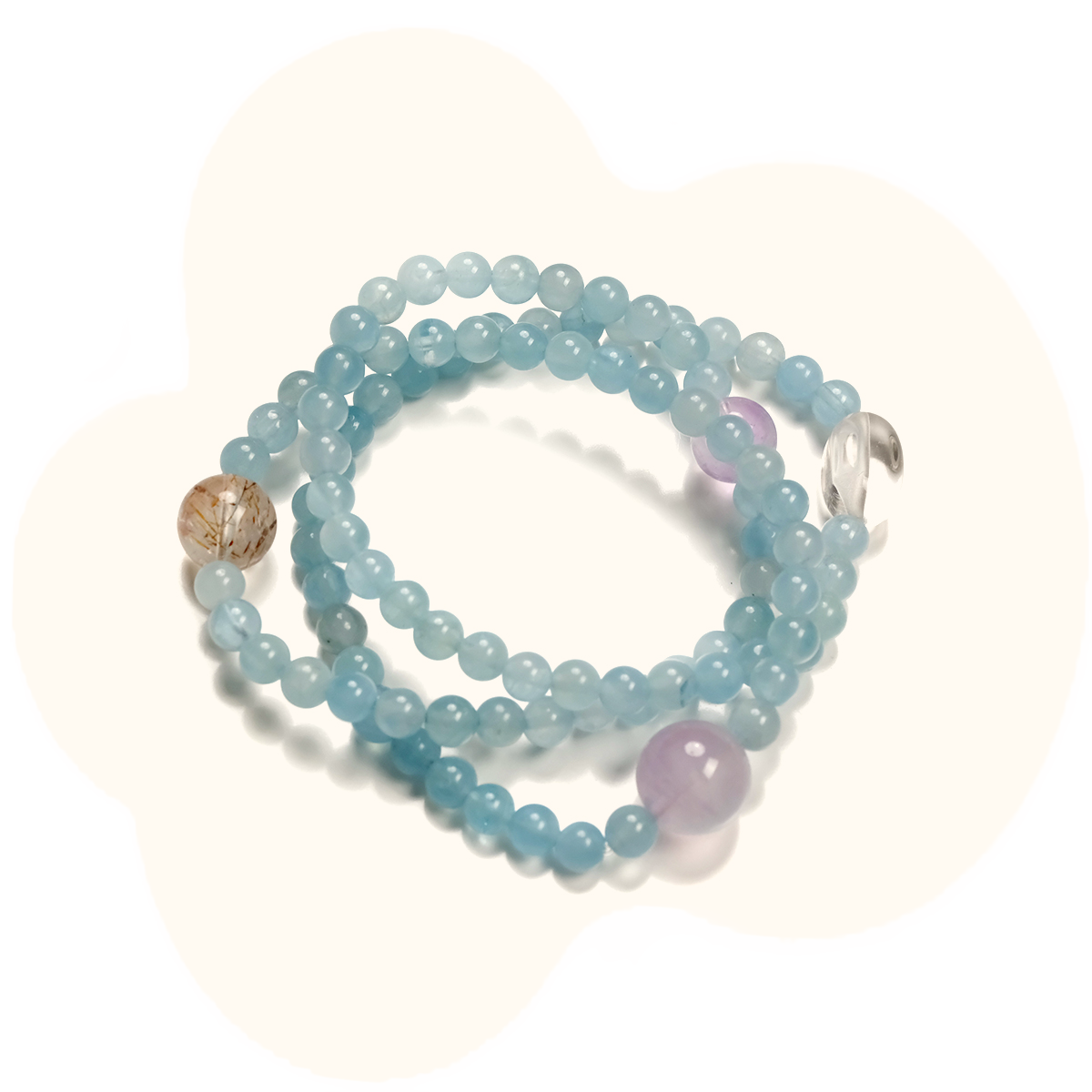 Premium Aquamarine Bracelet – High-Clarity Pastel Blue Beads