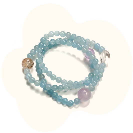 Premium Aquamarine Bracelet – High-Clarity Pastel Blue Beads