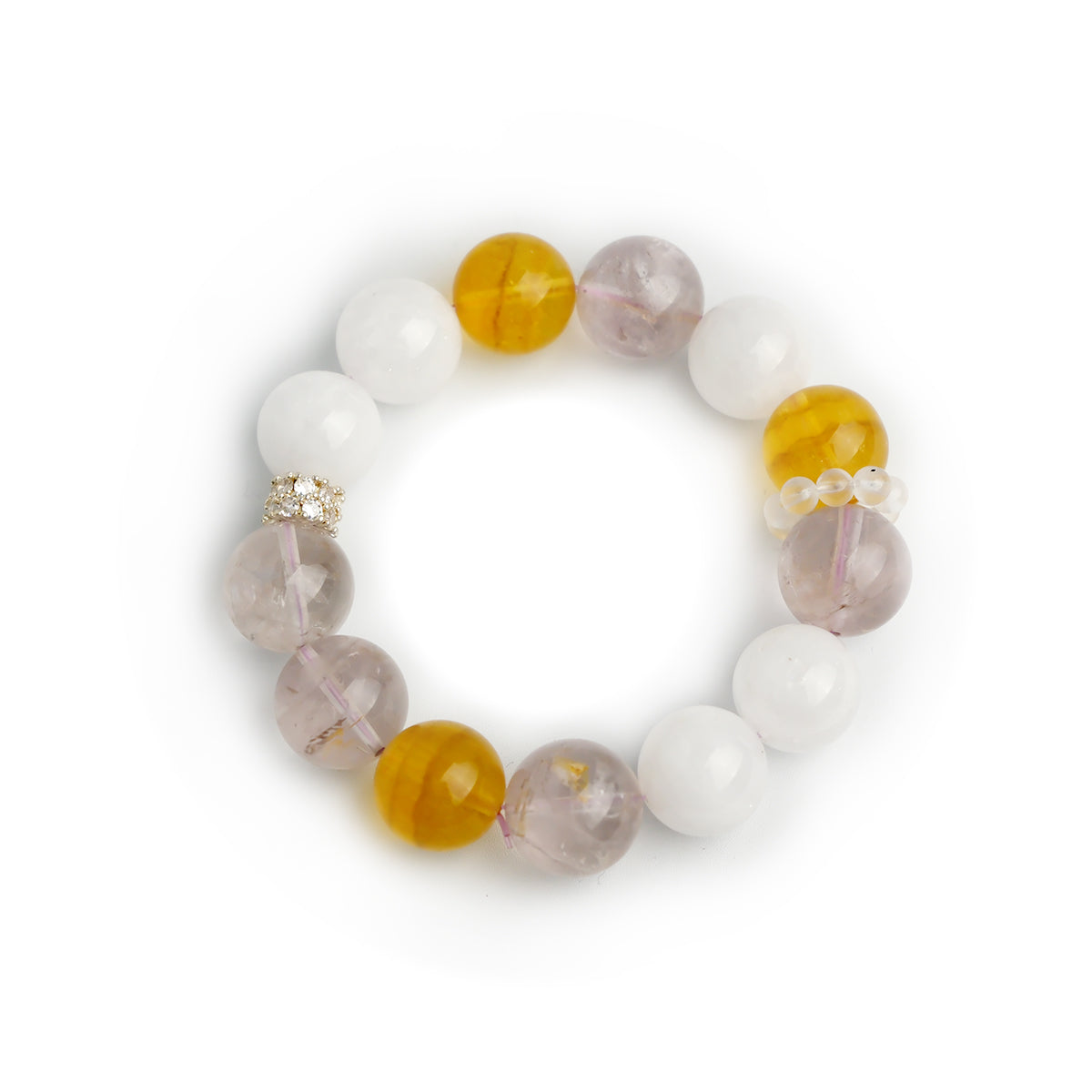 16mm Clear Quartz citrine intention Bracelet – Focus, Balance & Energy Boost