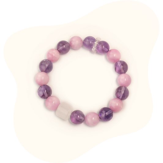 12mm Amethyst & Rose Quartz Harmony Bracelet – Love + Healing Energy