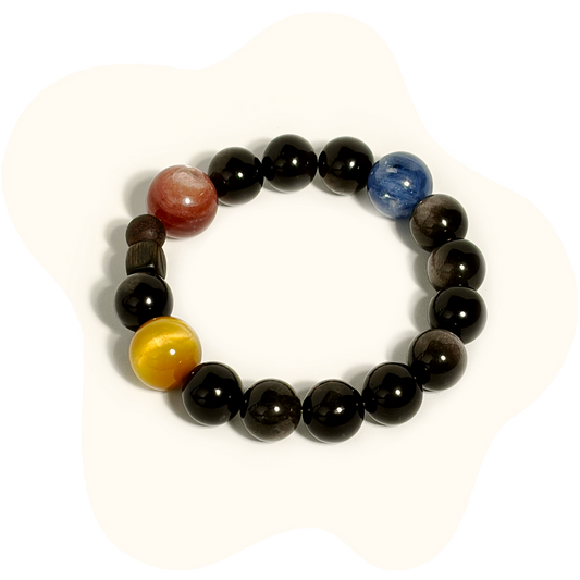 Silver Obsidian Tiger‘s eye Bracelet — Grounded & Guarded