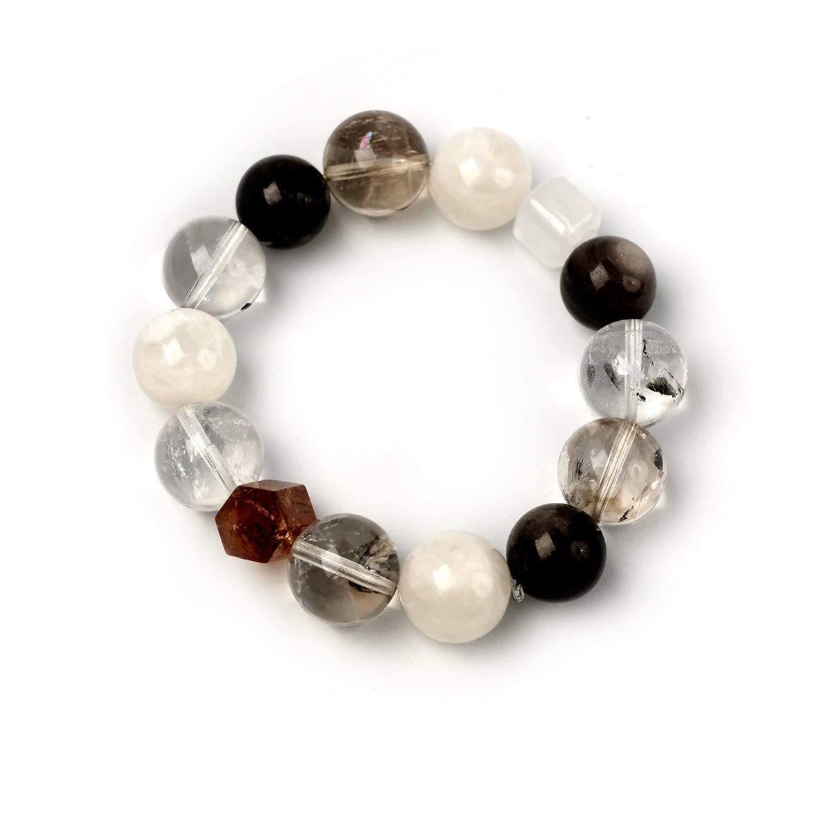 Clear Quartz & Sliver Obsidian Balance Bracelet – Protection + Clarity