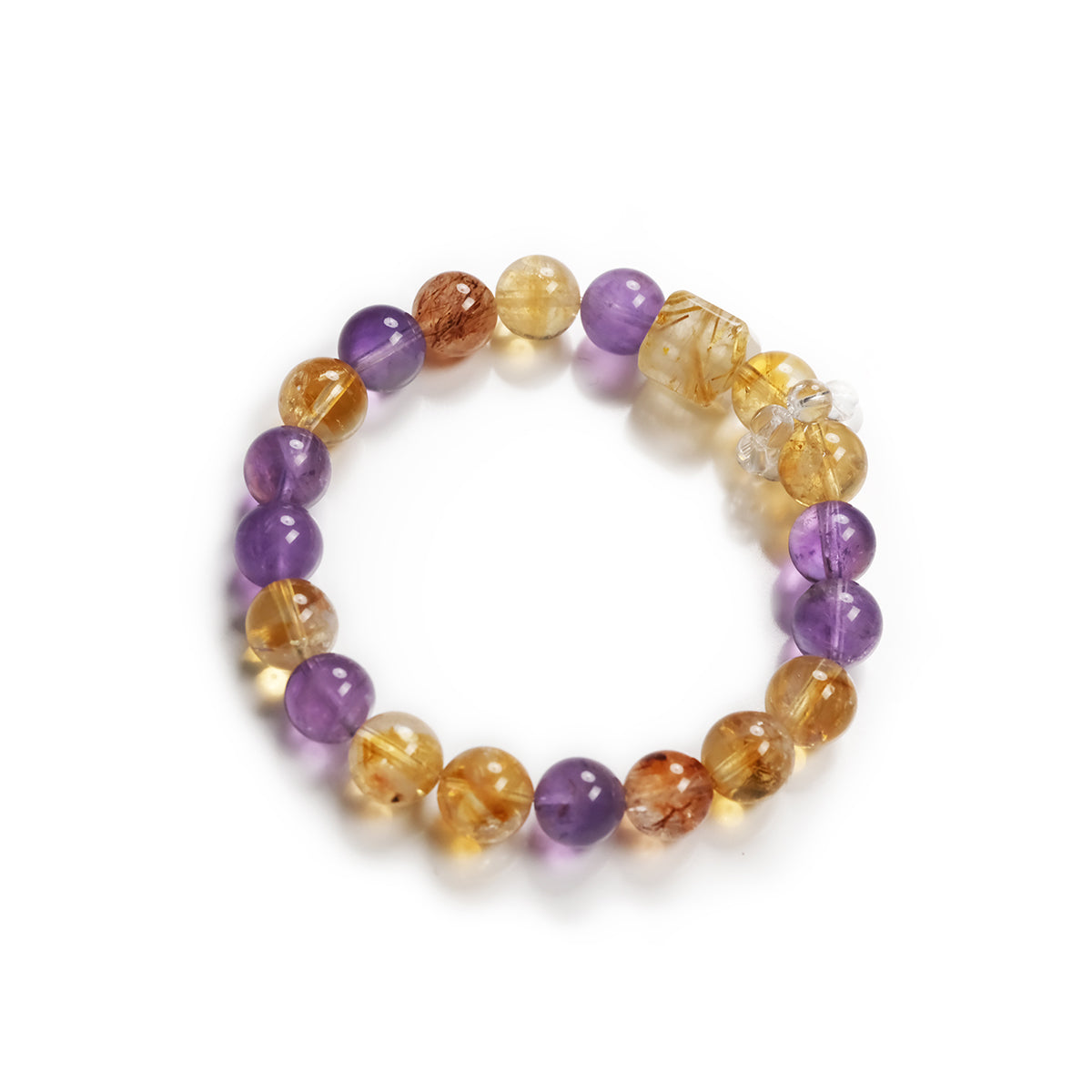 Premium Citrine+Amethyst Bracelet – High-Clarity Golden Crystal