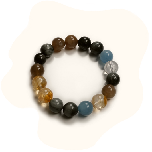Tiger’s Eye +Aquamarine Bracelet – Calm Strength & Protection