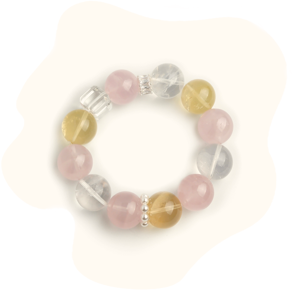 Pure Love Rose Quartz +Citrine Bracelet – Romantic Energy & Emotional Connection & career strengthen