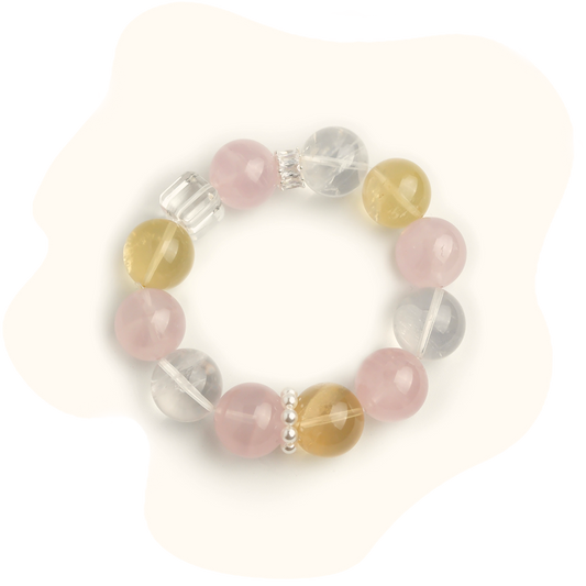 Pure Love Rose Quartz +Citrine Bracelet – Romantic Energy & Emotional Connection & career strengthen