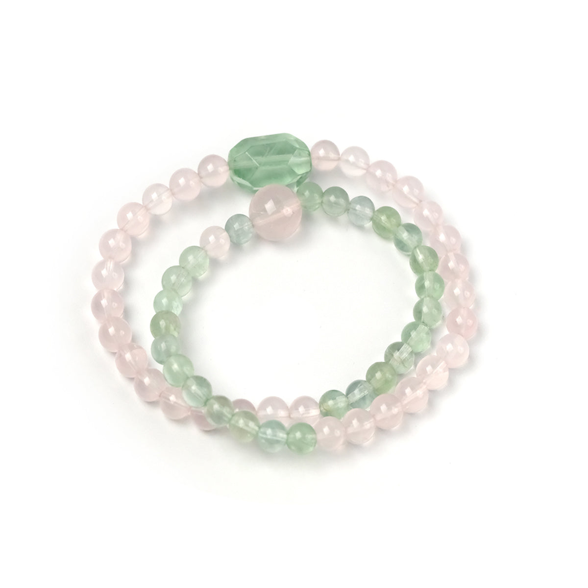 Double ring manifest Love & Luck Bracelet – Green Crystal x Pink Quartz