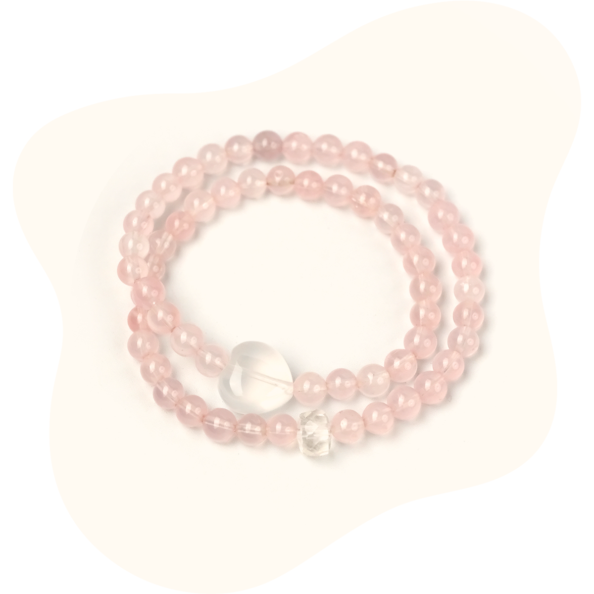Double ring 8MM Love & Harmony Rose Quartz Bracelet – Attraction, Peace & Positivity