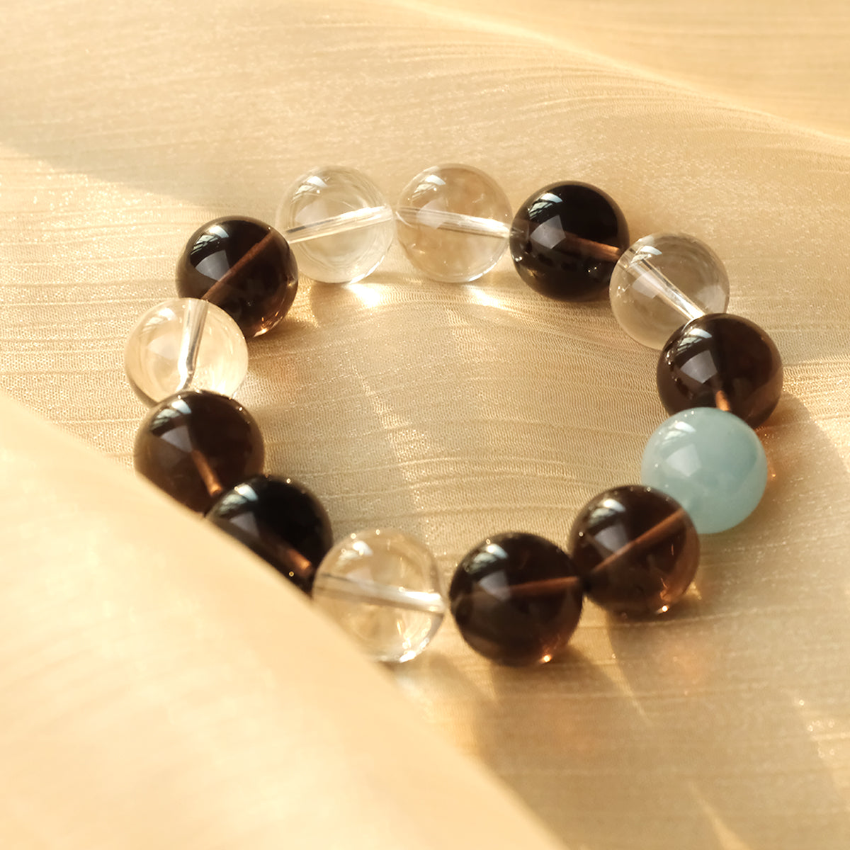 16MM Grounding & Clarity Bracelet – Black Obsidian with Clear Quartz