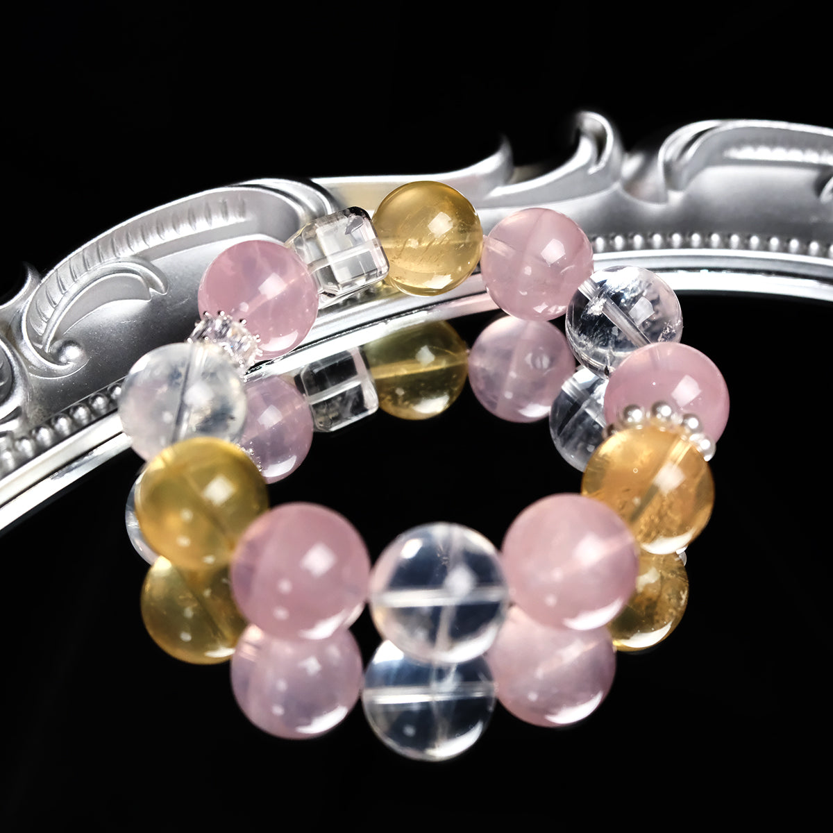 Pure Love Rose Quartz +Citrine Bracelet – Romantic Energy & Emotional Connection & career strengthen