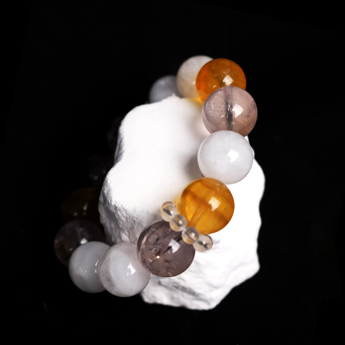 16mm Clear Quartz citrine intention Bracelet – Focus, Balance & Energy Boost