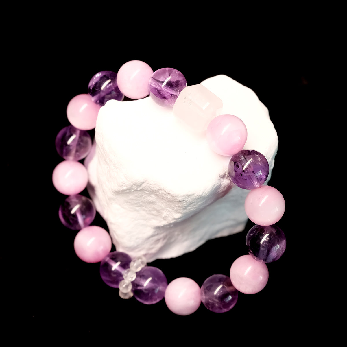 12mm Amethyst & Rose Quartz Harmony Bracelet – Love + Healing Energy