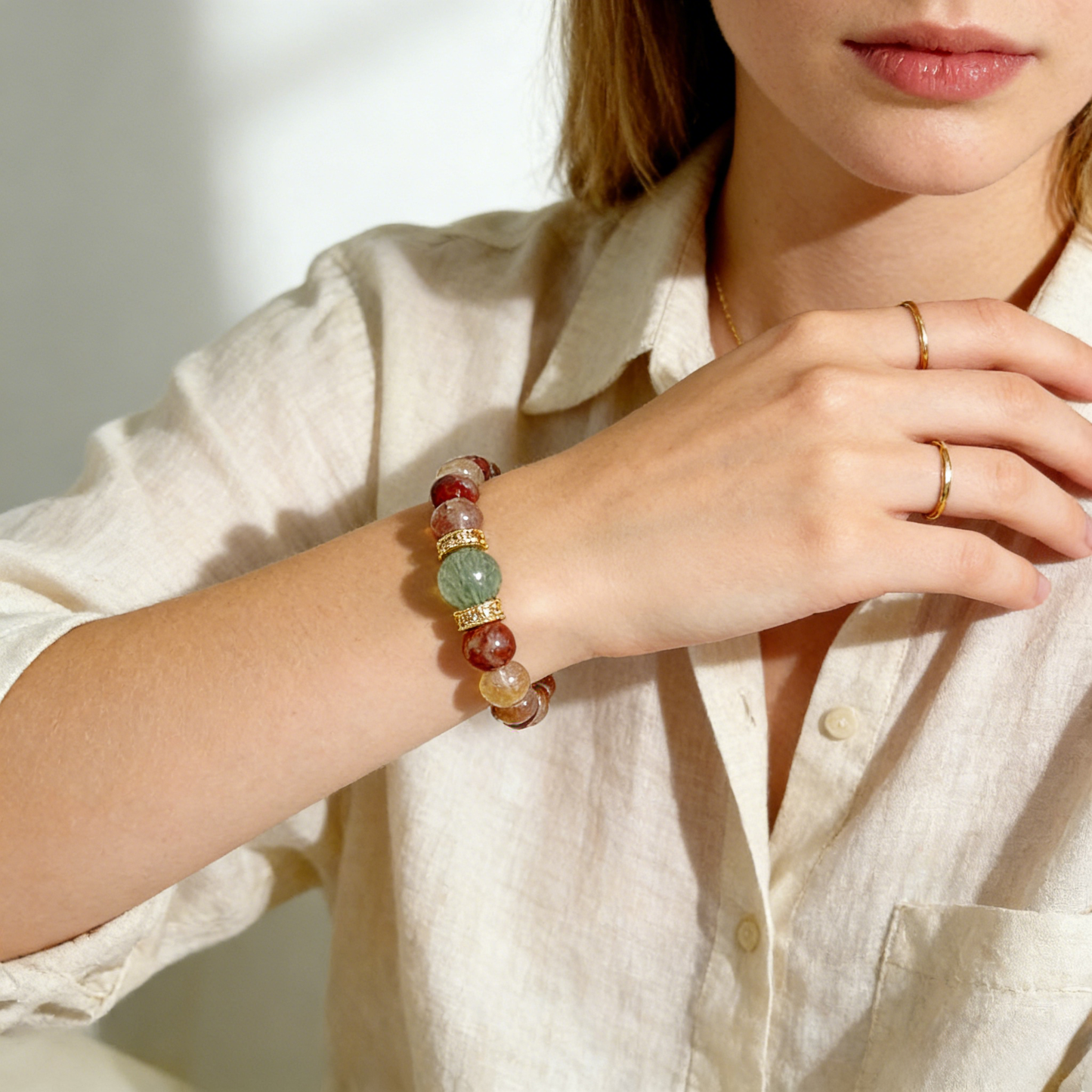 red phantom quartz crystal bracelet,the stone of growth & manifestation