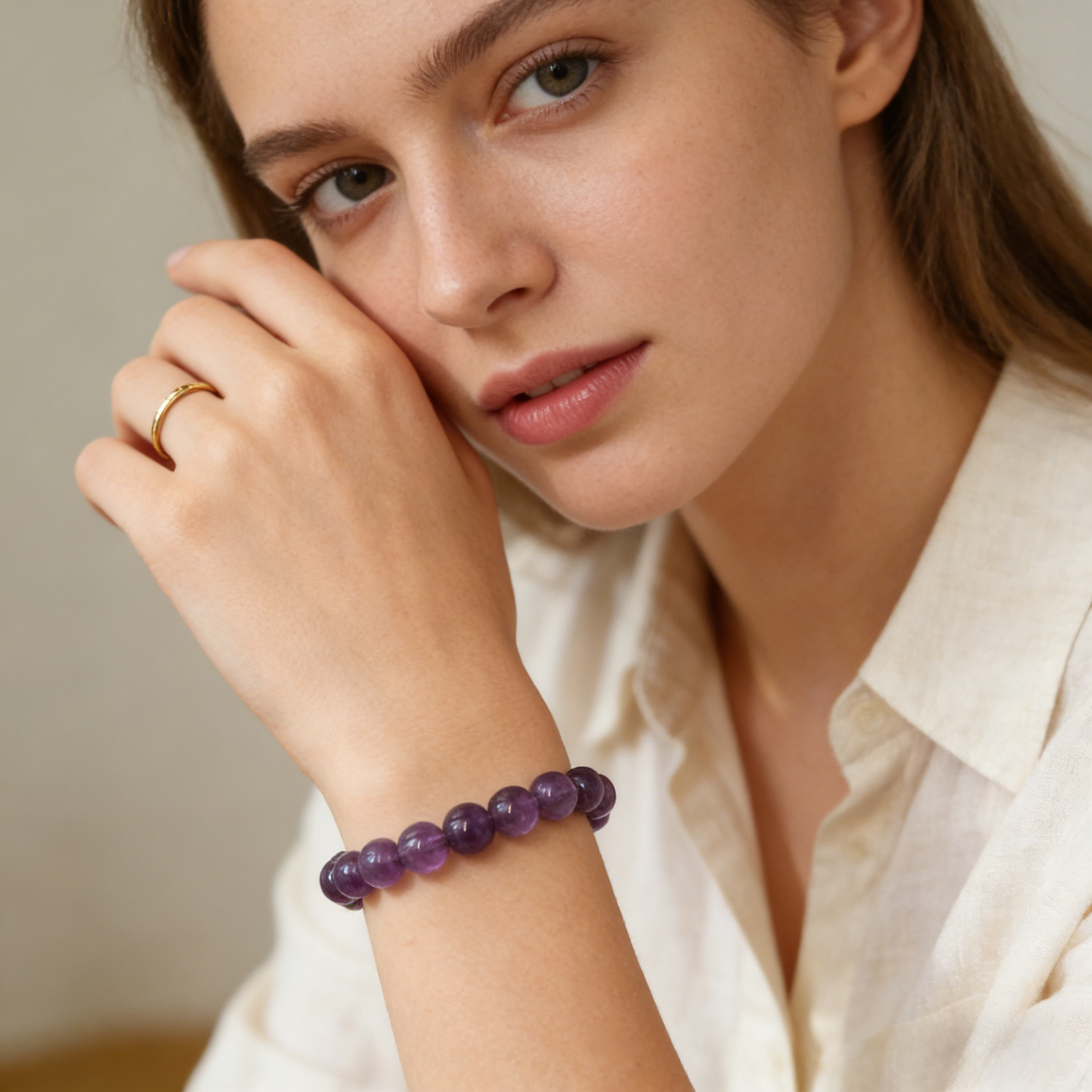 nature relief amethyst crystal bracelet
