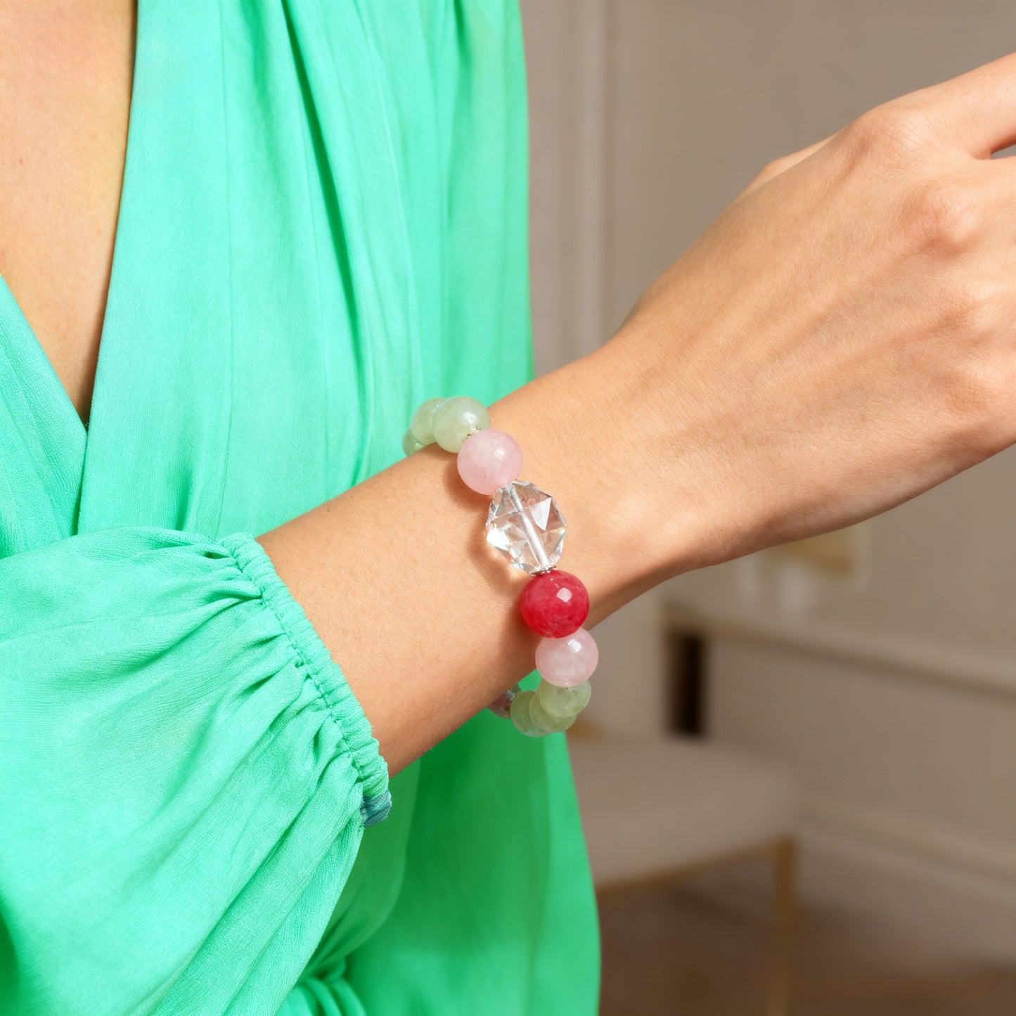 Opportunity & Growth Bracelet – Green Aventurine + Clear Quartz