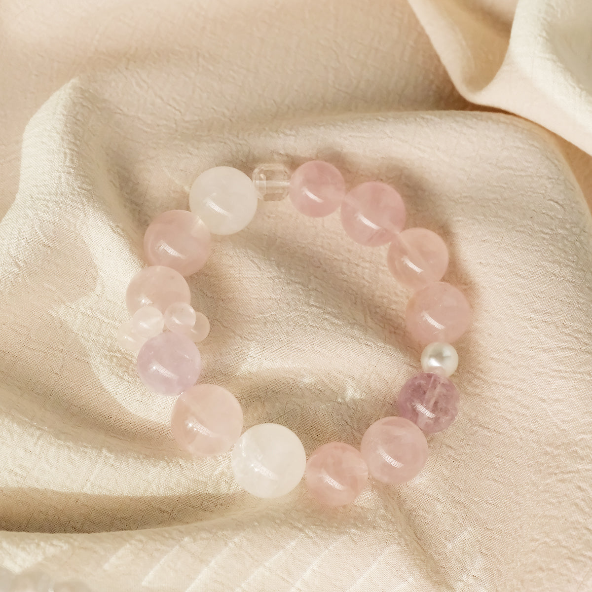 rose quartz clear quartz crystal bracelet