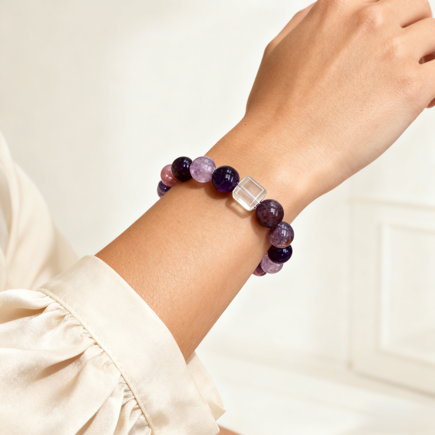 Natural Amethyst Beaded Bracelet – Stress Relief & Calm Energy