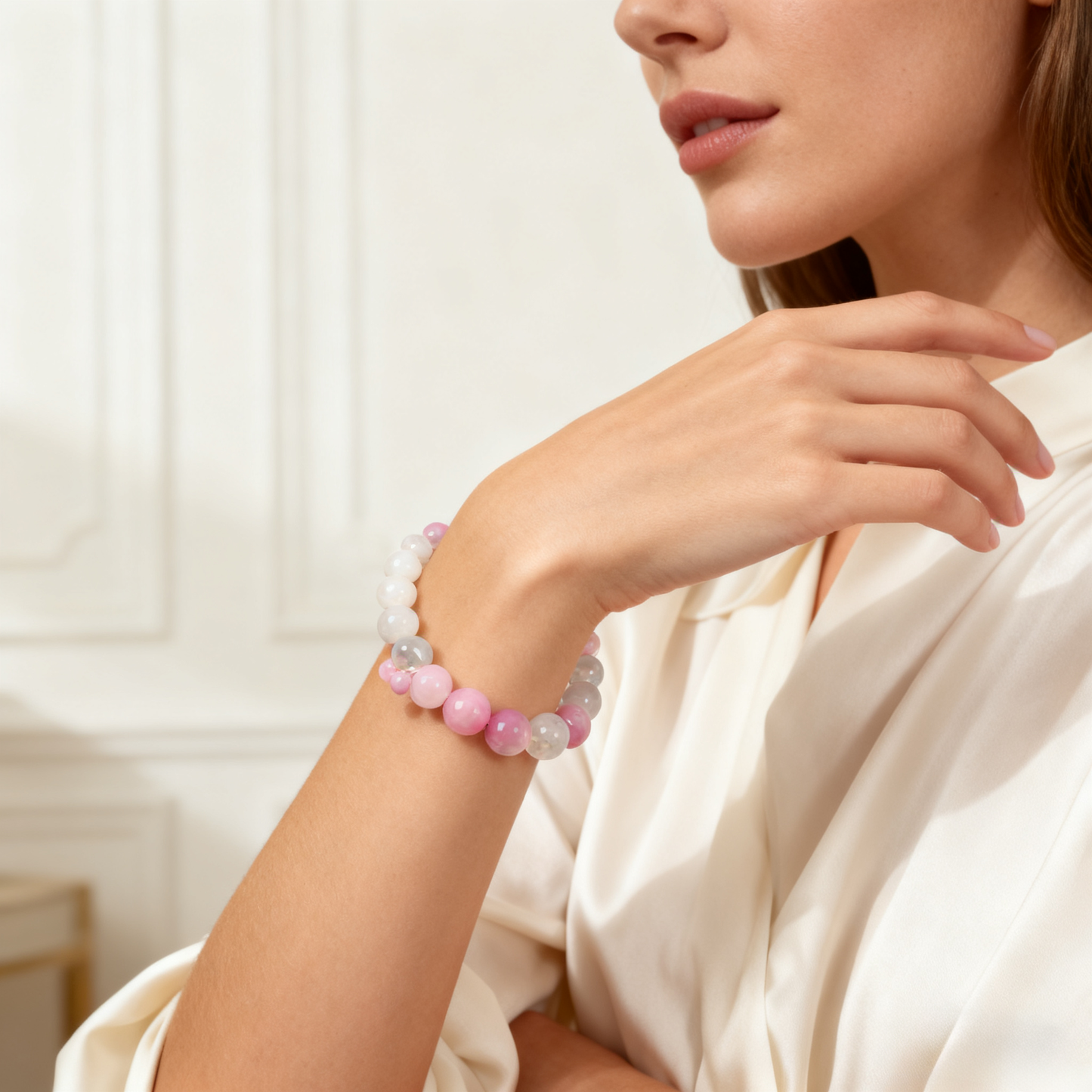 12mm Amethyst & Clear Quartz Bracelet – Clarity, Calm & Energy Amplification