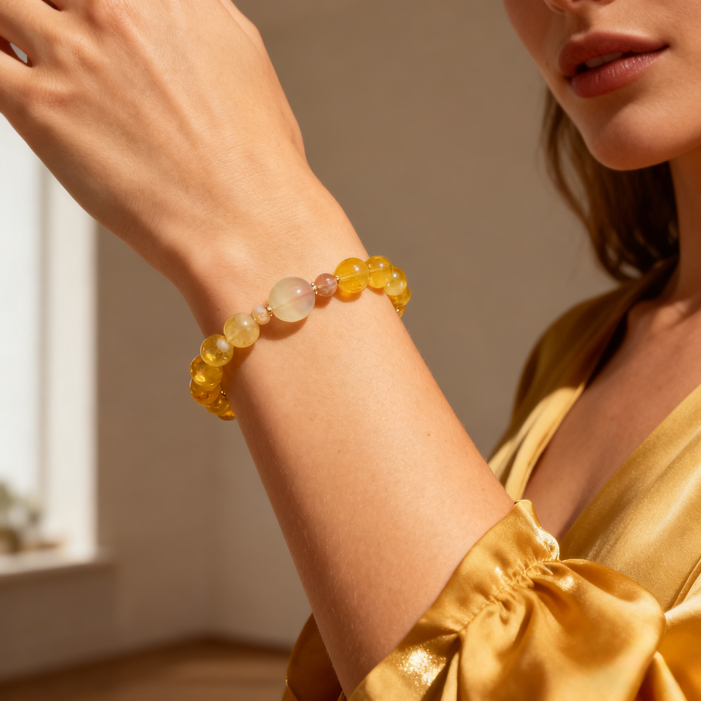 Natural Citrine Beaded Bracelet – Abundance & Positive Energy