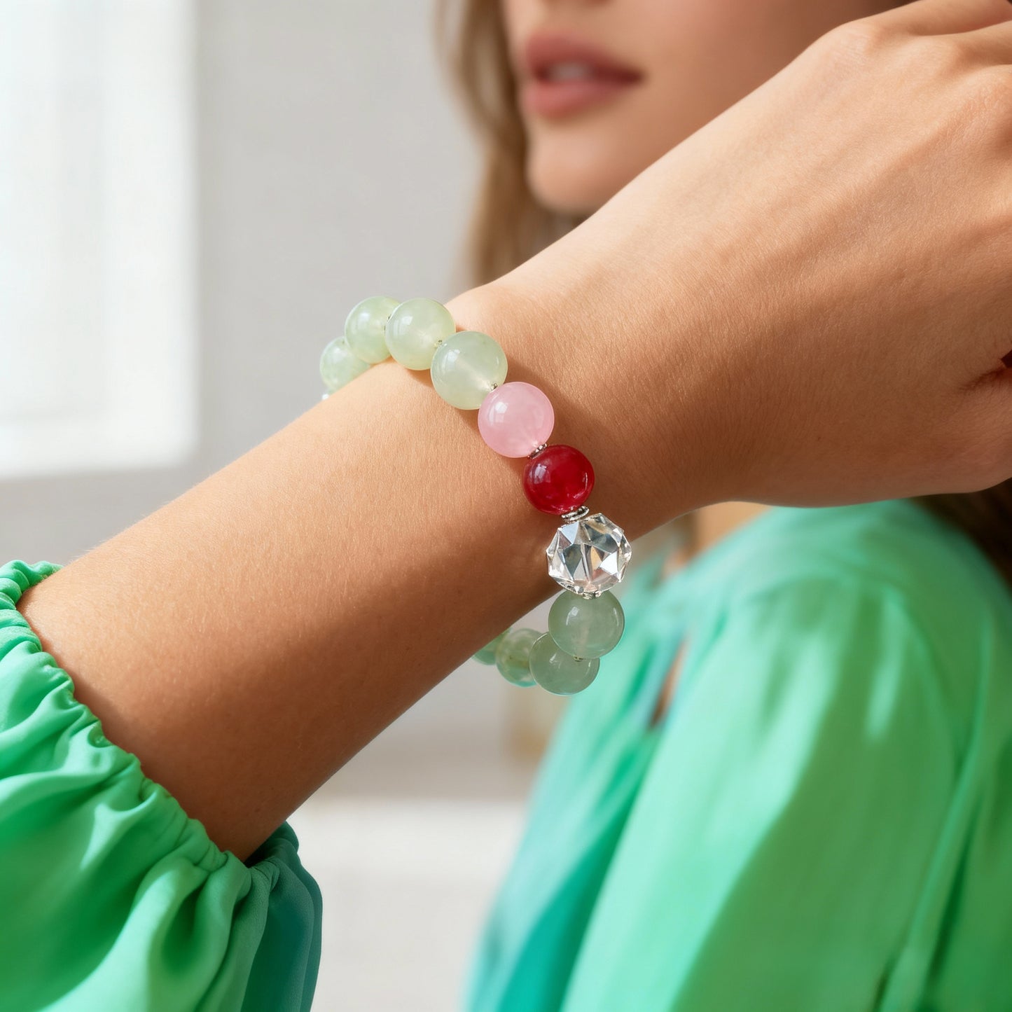 Opportunity & Growth Bracelet – Green Aventurine + Clear Quartz