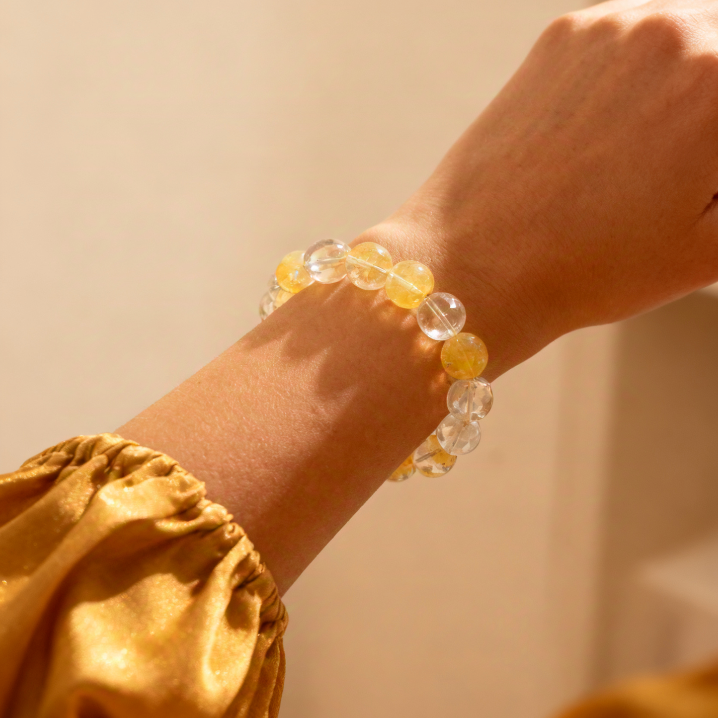Citrine Clear Quartz Bracelet – Lightweight & Summer Vibe Crystal Jewelry