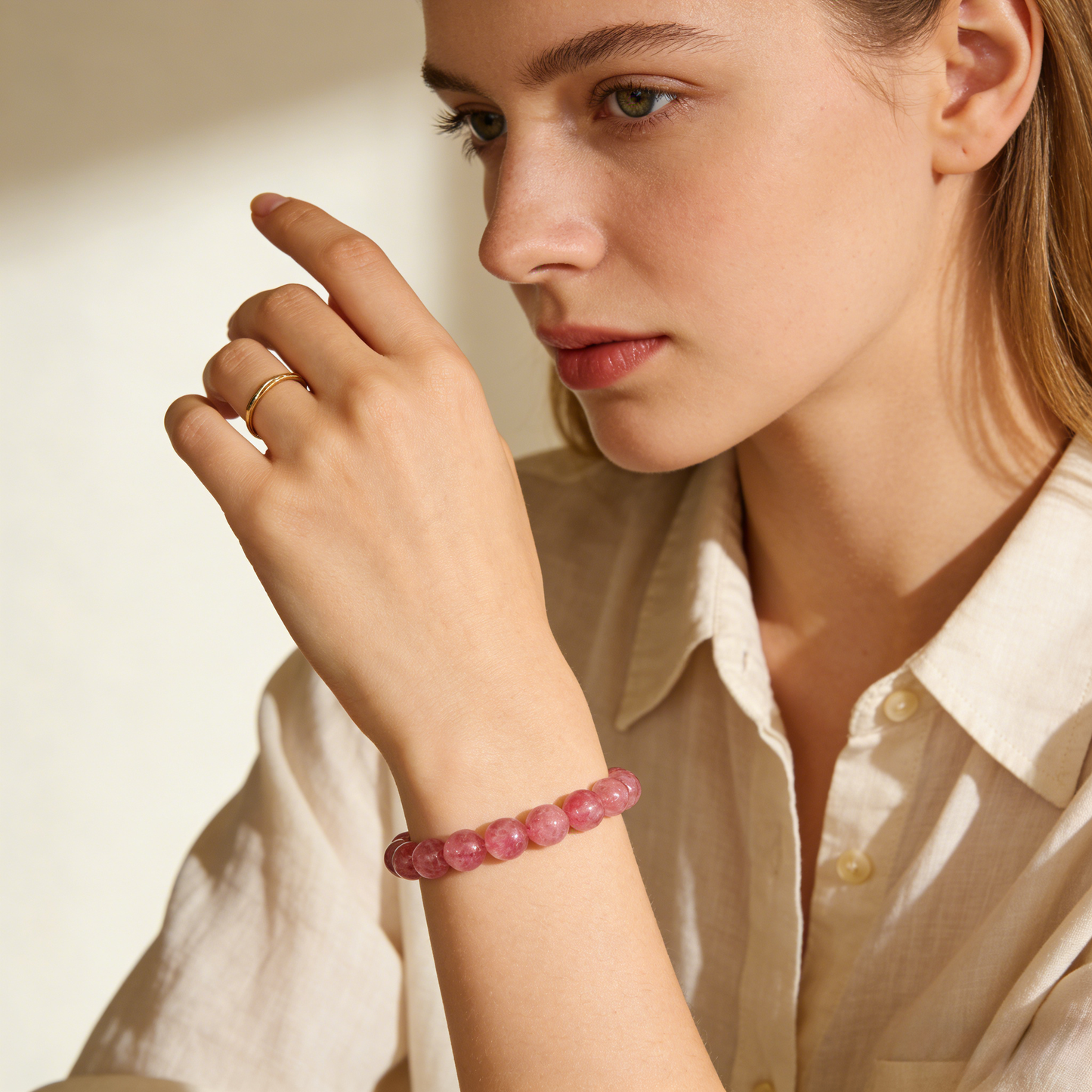 10mm pure rose quartz pink crystal bracelet