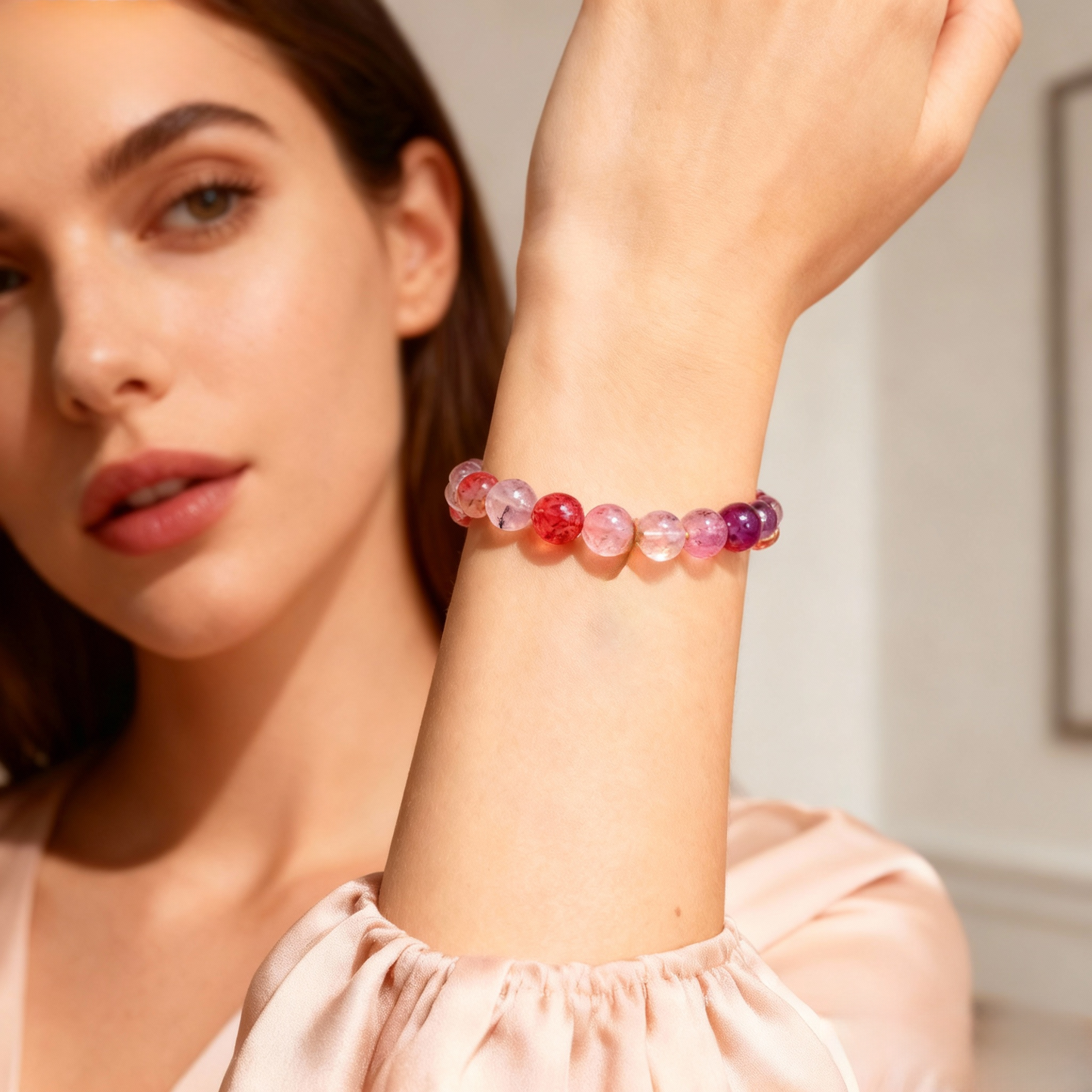 Rose Quartz Beaded Bracelet – Self-Love & Heart Healing Crystal