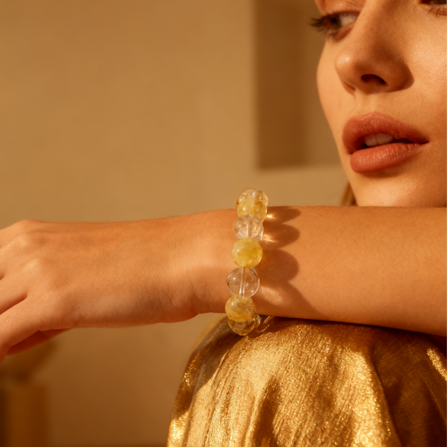 Citrine Clear Quartz Bracelet – Lightweight & Summer Vibe Crystal Jewelry