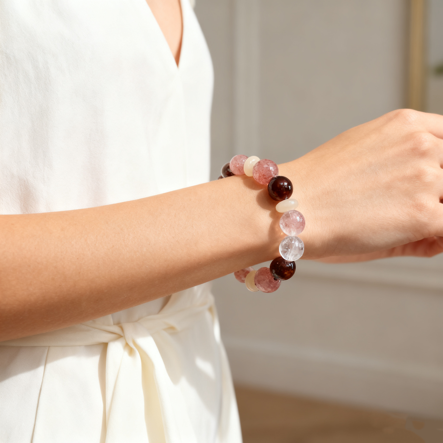 Rose Quartz Heart Charm Bracelet – Romantic & Cute Accessory