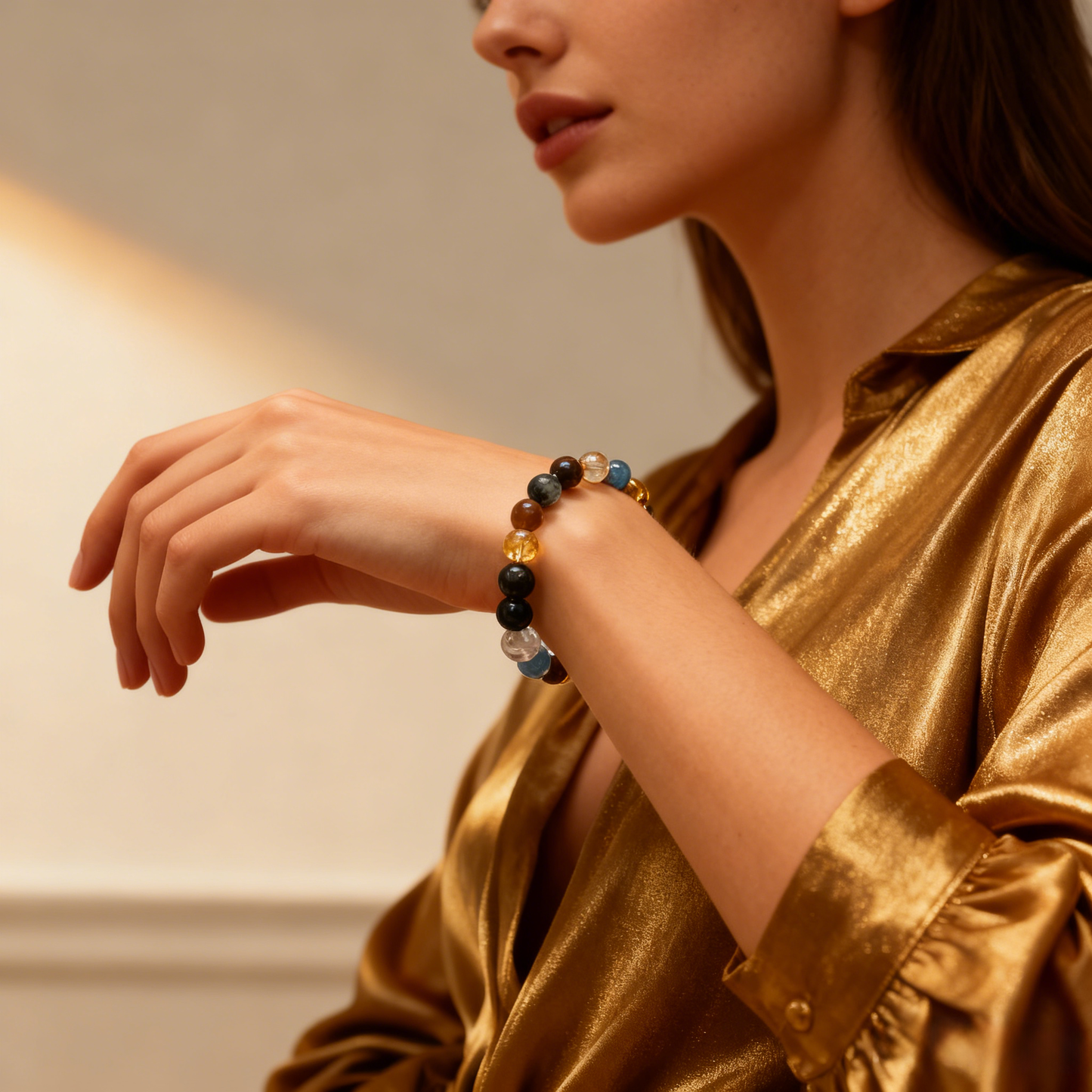 Tiger’s Eye +Aquamarine Bracelet – Calm Strength & Protection