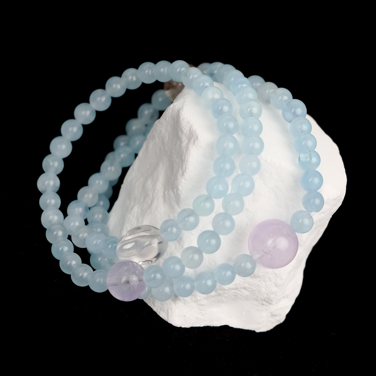 Premium Aquamarine Bracelet – High-Clarity Pastel Blue Beads