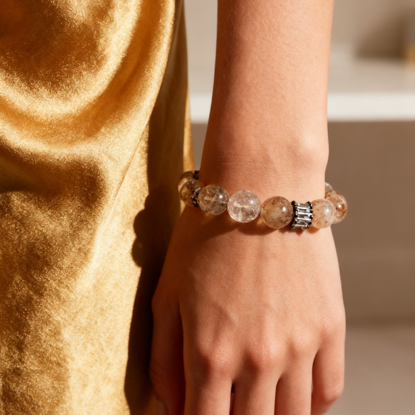 Clear Quartz Gold Accent Bracelet – Elegant Everyday Crystal Jewelry