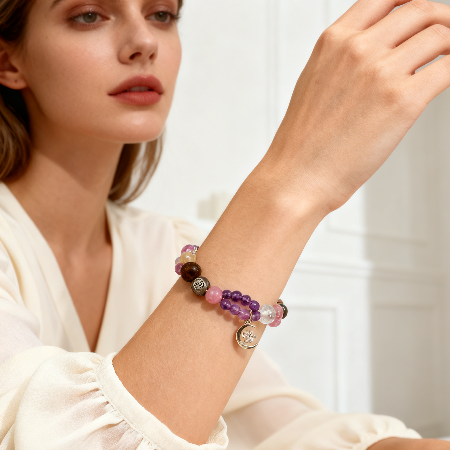 16mm Dark Purple Amethyst lucky wheel Bracelet – Confidence, Focus & Spiritual Growth