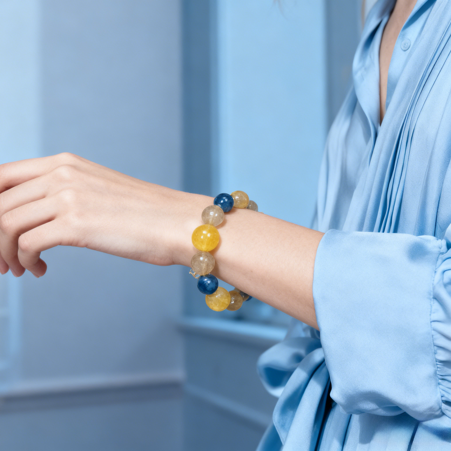 Aquamarine & Citrine Manifestation Bracelet – Peace, Confidence & Success