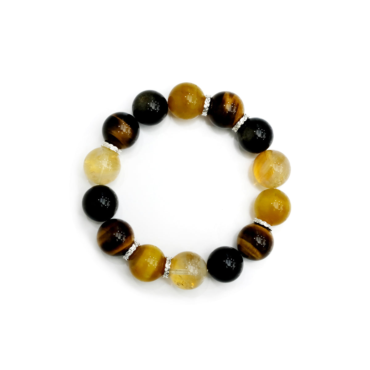 14mm Citrine & Golden Obsidian Grounding Bracelet – Wealth + Protection Combo