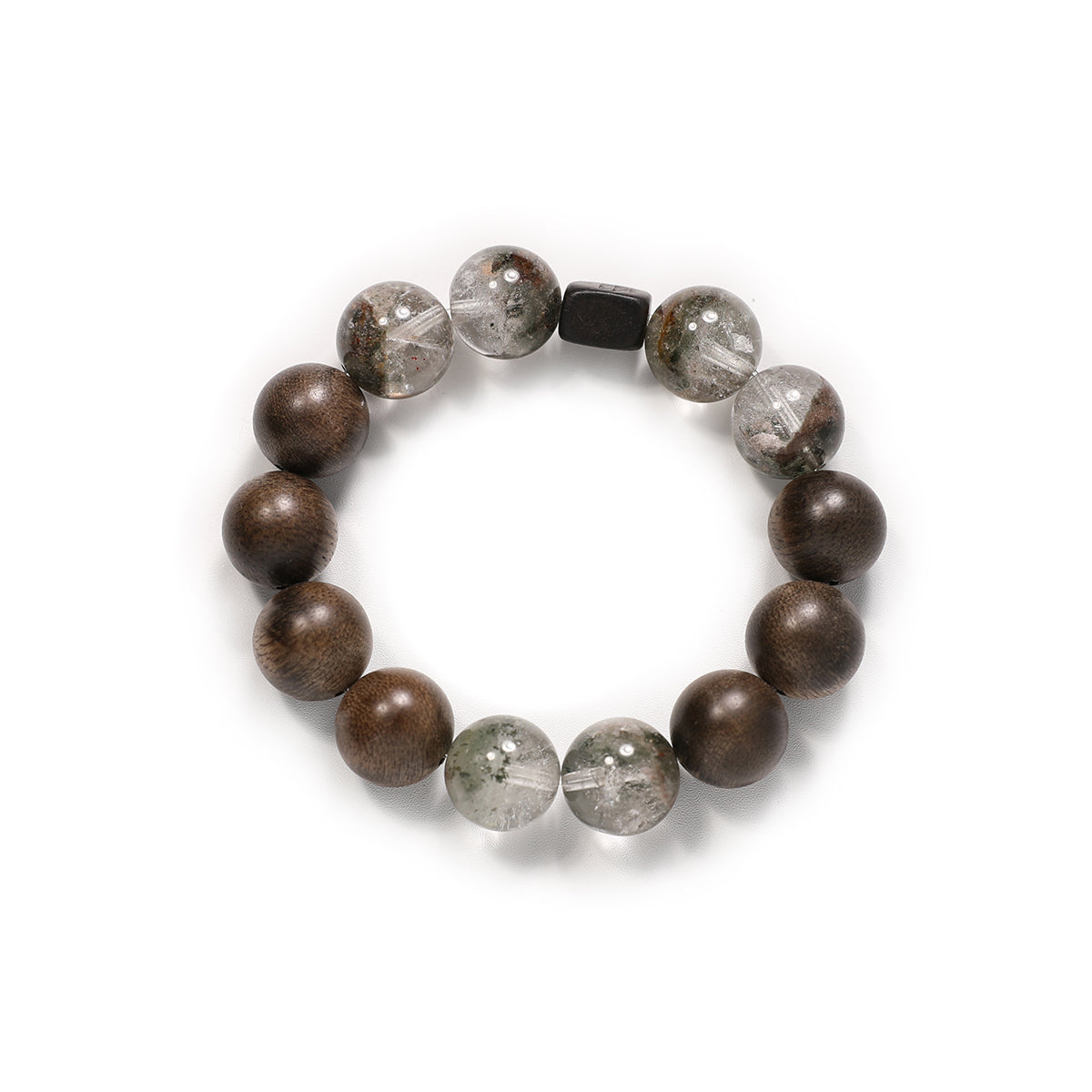 10mm green phantom with wooden beads crystal bracelet