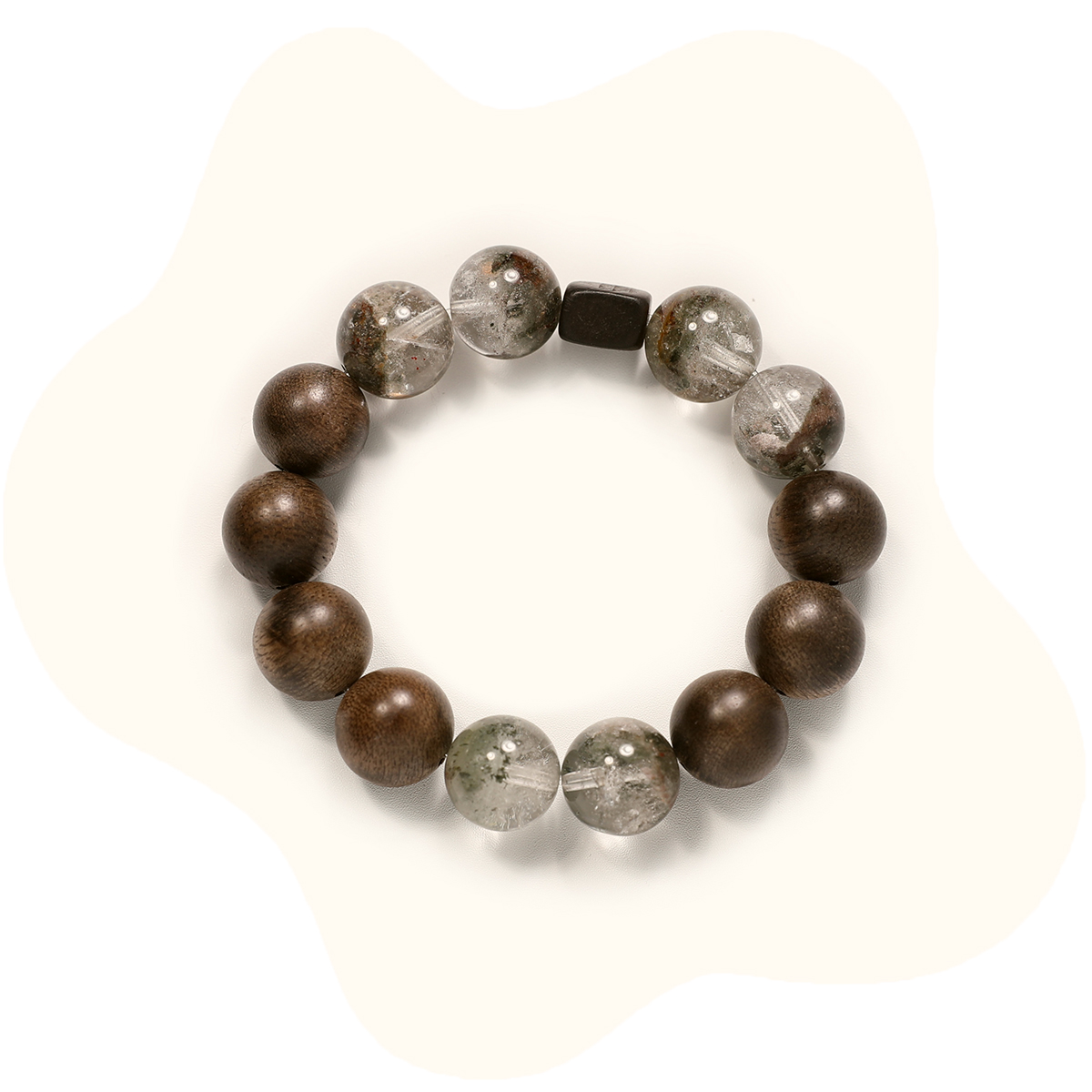 10mm green phantom with wooden beads crystal bracelet