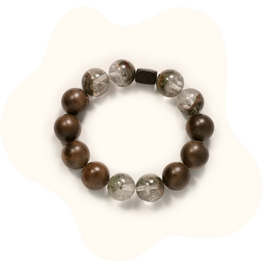 10mm green phantom with wooden beads crystal bracelet