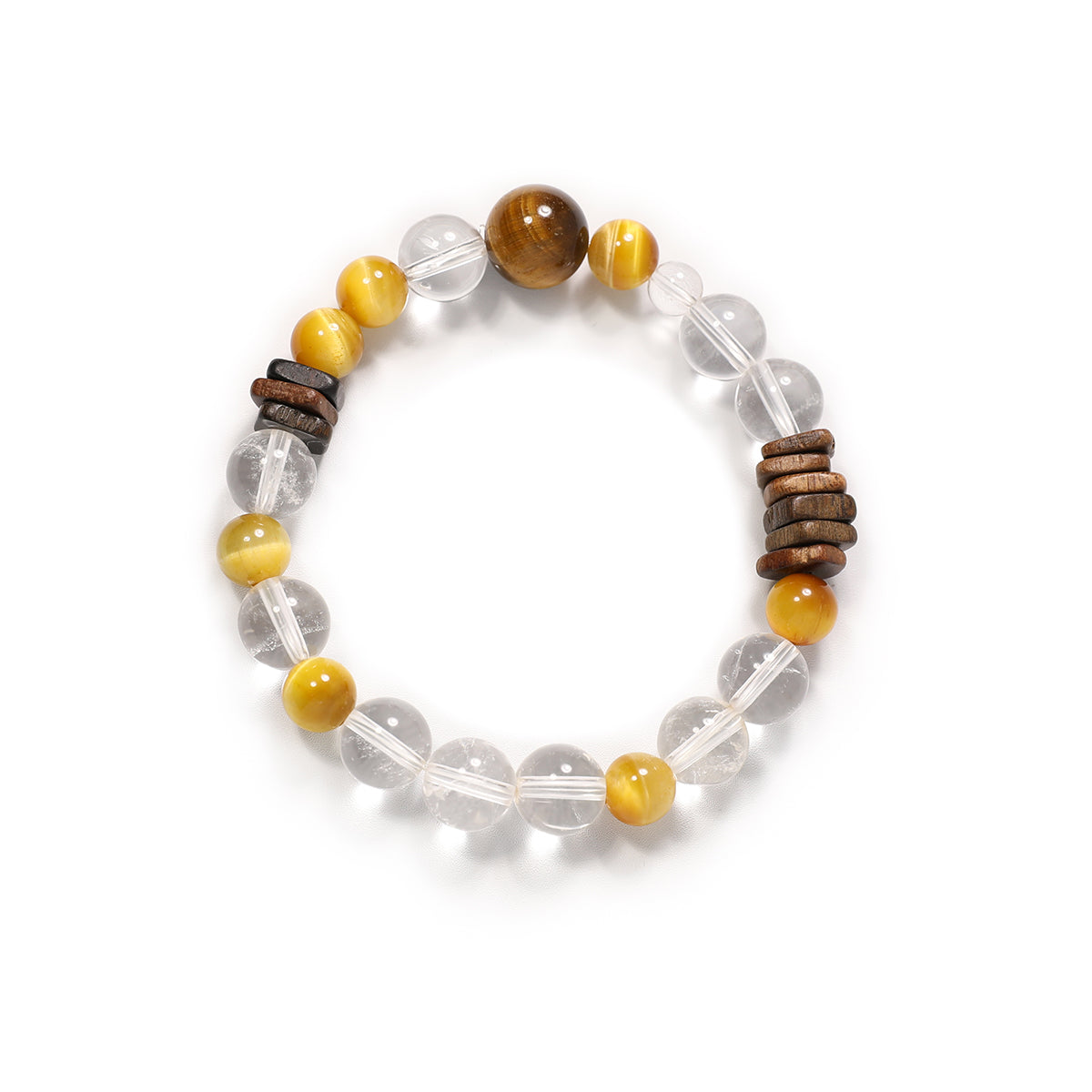 10mm clear quartz with tiger's eye crystal bracelet