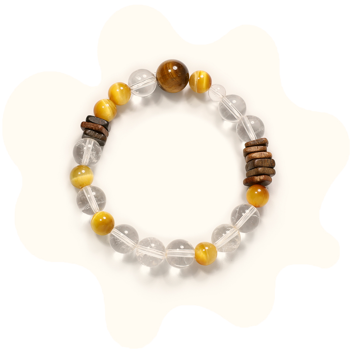 10mm clear quartz with tiger's eye crystal bracelet