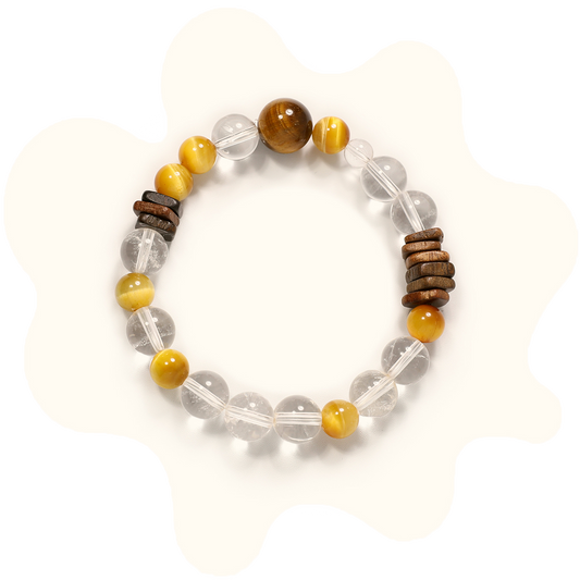 10mm clear quartz with tiger's eye crystal bracelet